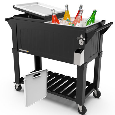 Permasteel 80 Qt. Furniture Style Rolling Patio Cooler