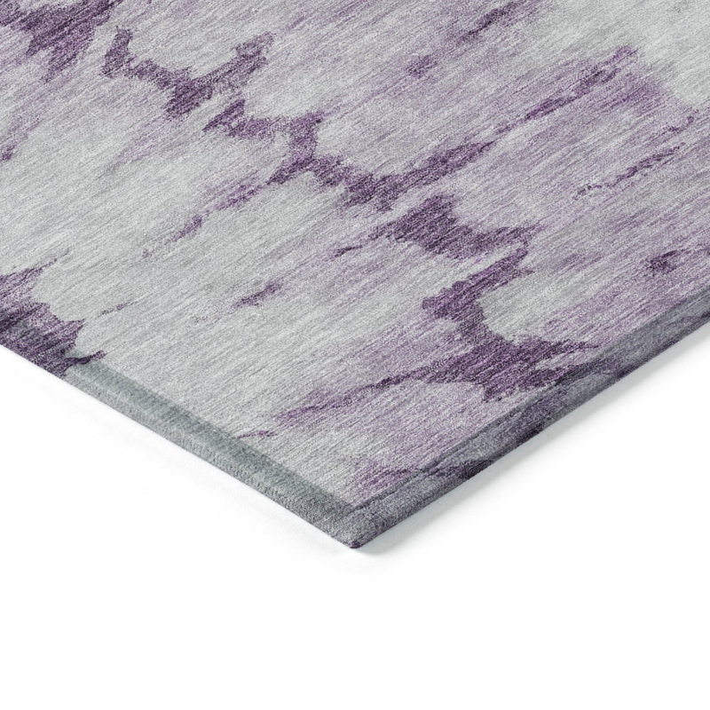 Tapis d'extérieur lavable abstrait mauve et lavande 5 pi x 8 pi