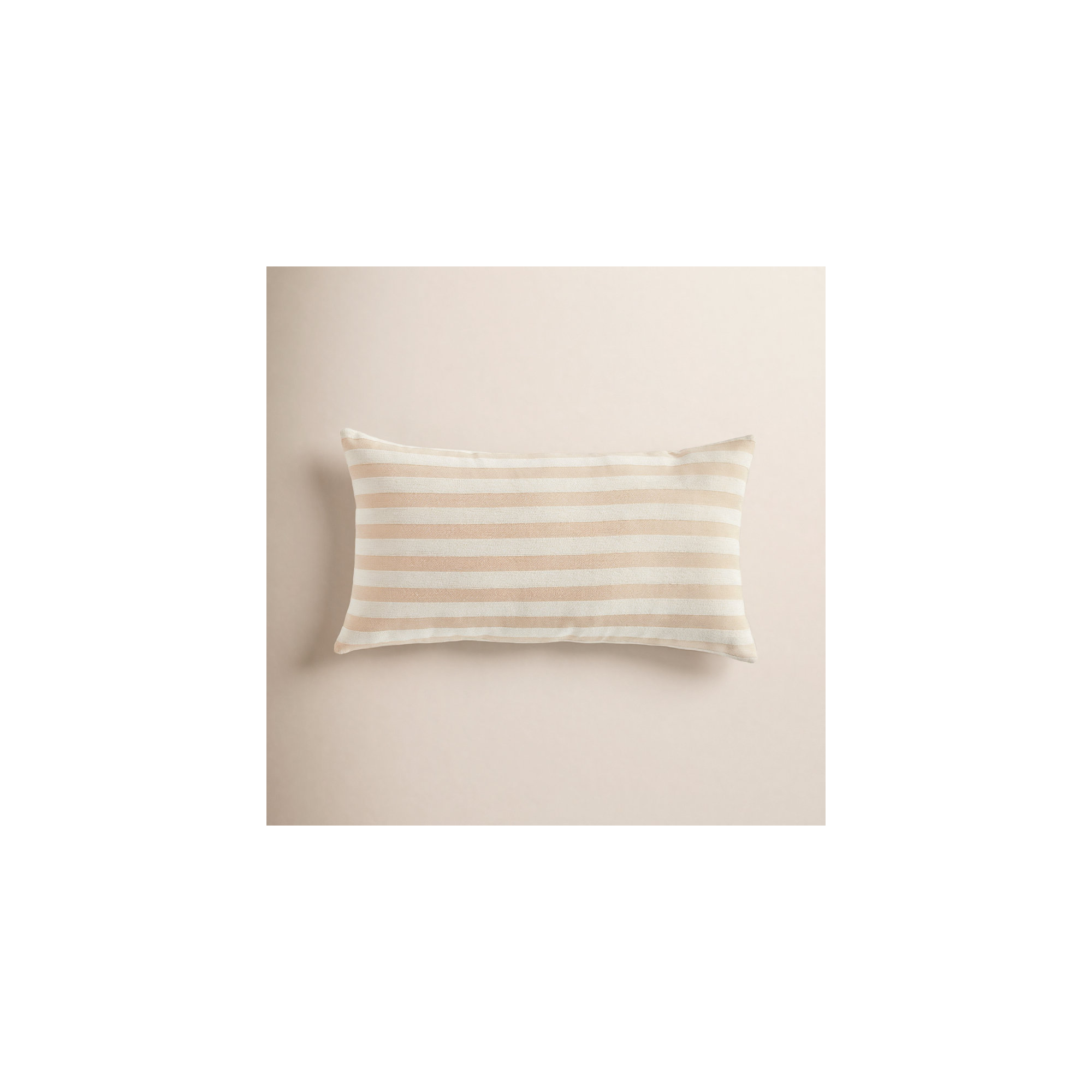 Striped Indoor/Outdoor Reversible Throw Pillow, Rectangular 12"H x 22"W, Khaki/Cream
