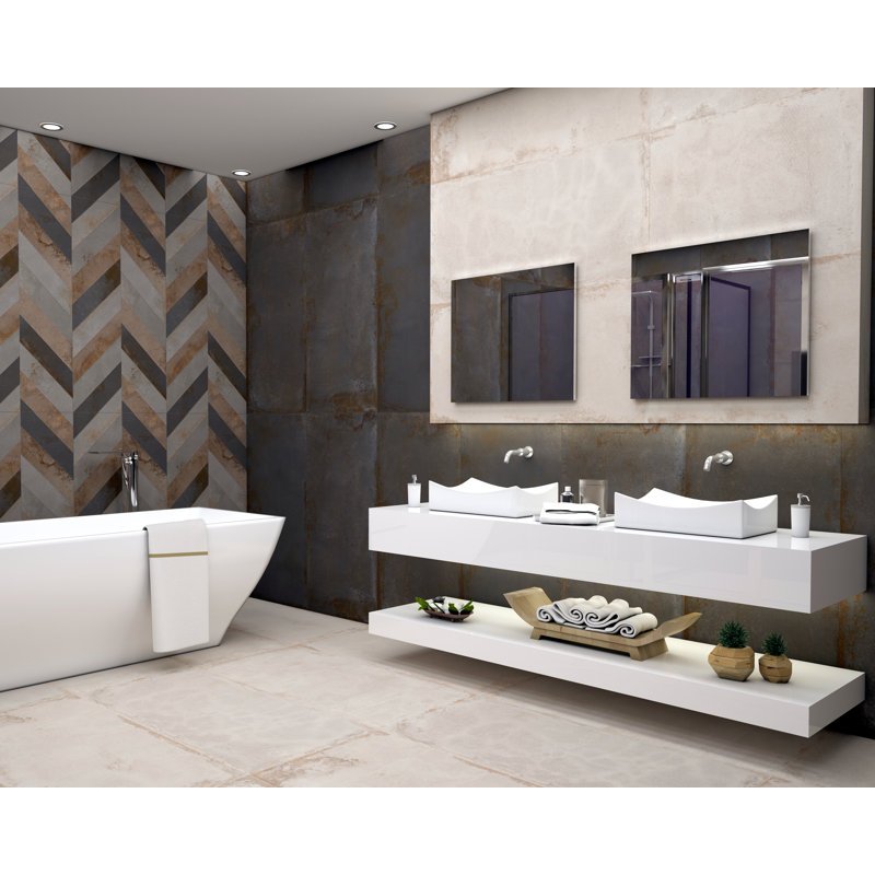 24" x 48" Porcelain Concrete Look Wall & Tile, Black