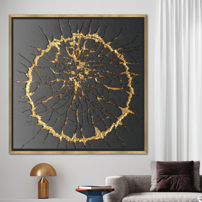 Modern Kintsugi 3D Wall Art - Abstract Luxury Canvas in Trendy Black and Gold Design