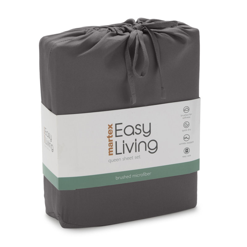 Crosshatch Microfiber, Gray, King Sheet Set with 2 Pillowcases