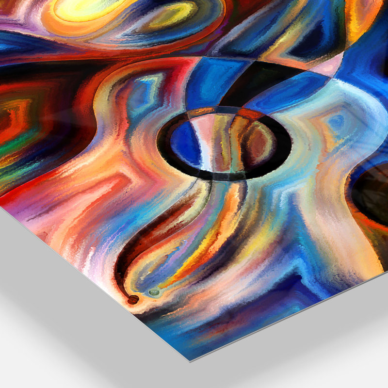 «Music», reproduction d'art sur toile abstraite, Impression encadrée, H 34 po x l 44 po, Métal