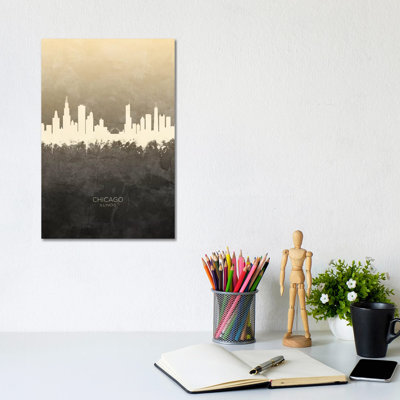 Chicago Illinois Skyline Taupe by Michael Tompsett - 1 Piece Wall Art on Canvas