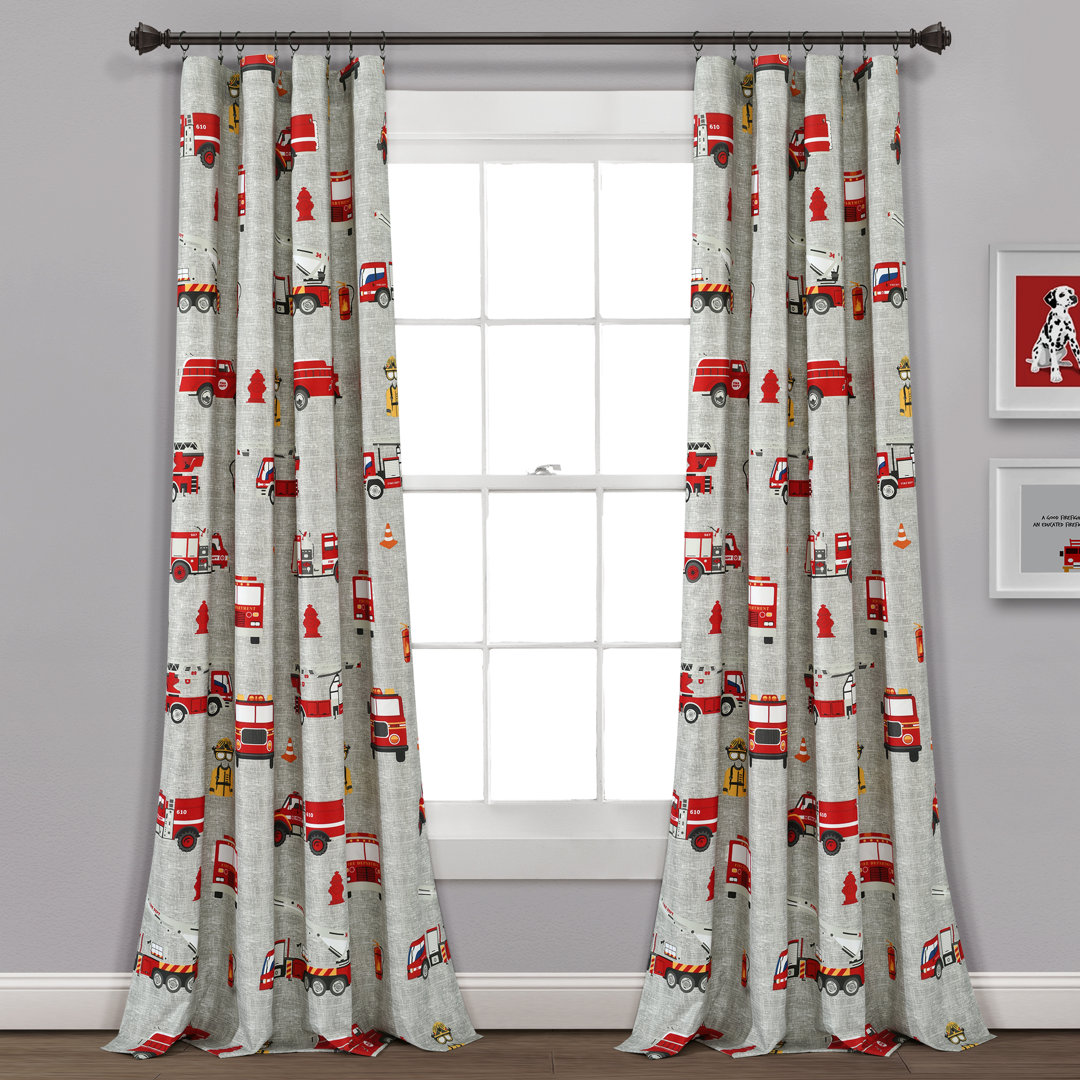  Make A Wish Fire Truck Semi-Sheer Rod Pocket Curtain Panels (Set of 2) Lush Decor Curtain 