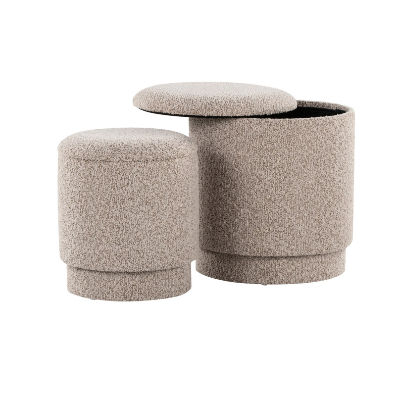 Brown Fabric With Modern Styling, Stylish Upholstery, Removable Lids For Secret Storage, Foam Padding Relaxing Comfort, Two Ottomans, 13.75" Inside Measurements, 14.81" Product Width, 16 Lb Package