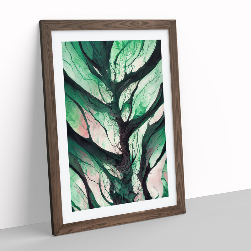 Branches Of A Tree Abstract No.3 - Single Picture Frame Painting, 64cm H x 46cm W x 2cm D, Walnut