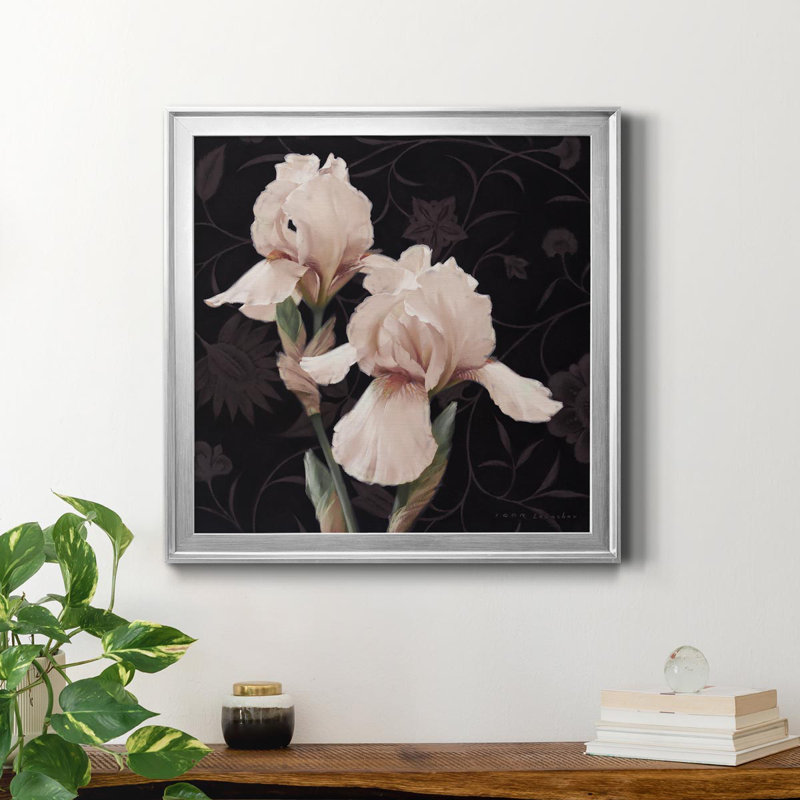 Iris Elegante - peinture sur toile encadrée, H 17,5 po x l 17,5 po x P 1,5 po, Argent