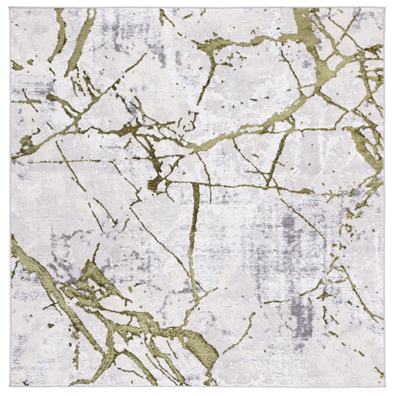 Tapis gris / vert Robbs, Carré 6 pi 7 po