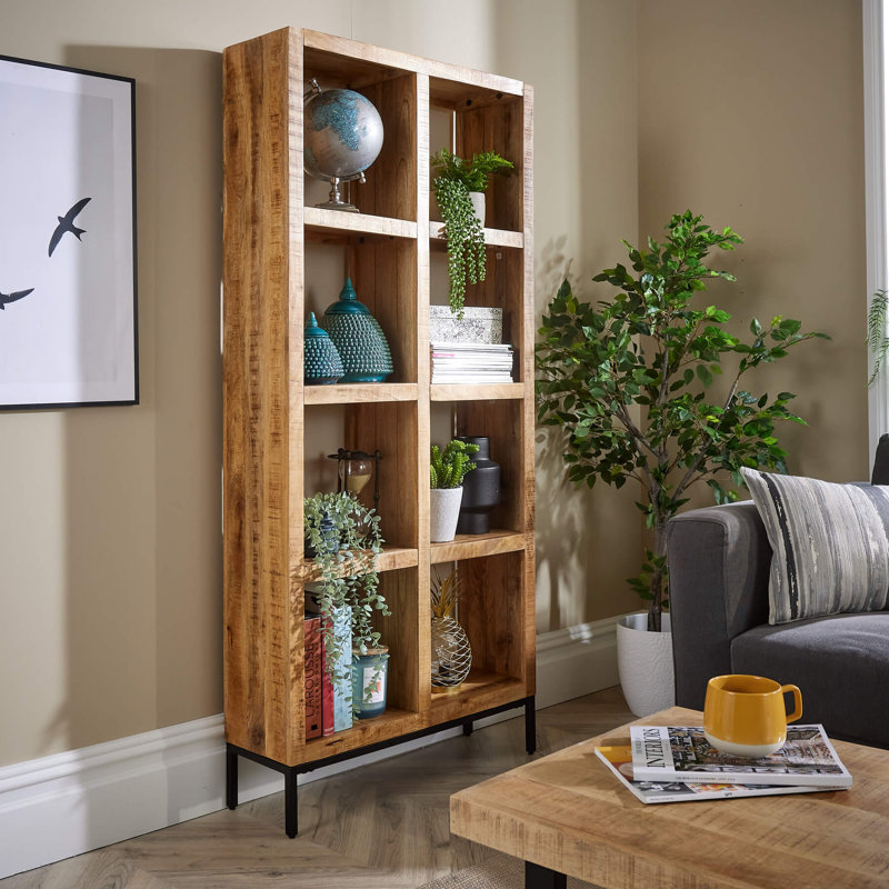 Franca Tall 8 Open Shelving Mango Wood Bookcase Storage Unit