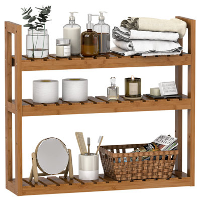 Czarina Bamboo Floating Shelf with Towel Bar