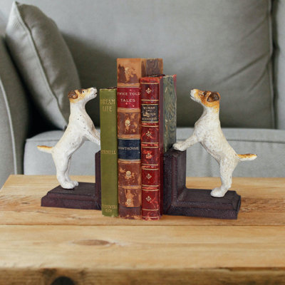 Jack Russell Terrier Dog Cast Iron Bookends