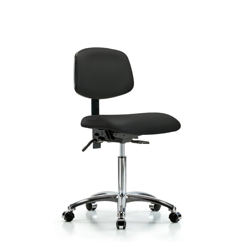 Landon Vinyl Task Chair, Black, Casters, Included