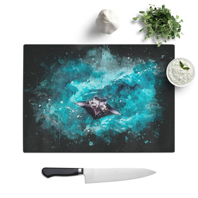 Manta Ray Paint Splash Chopping Board