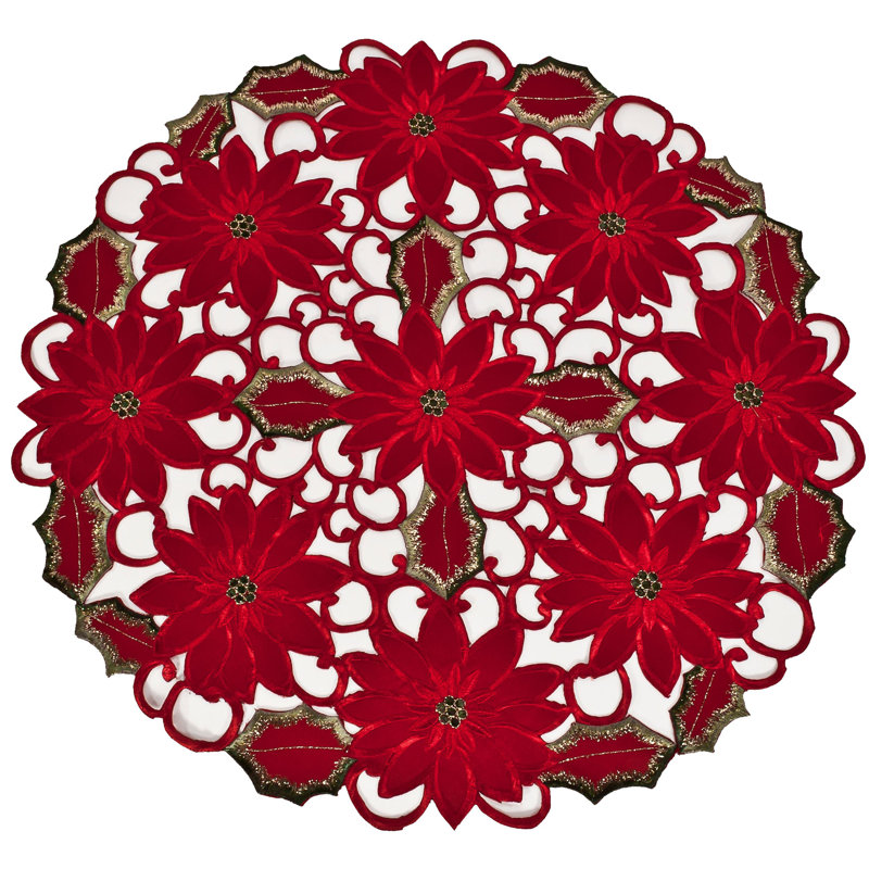 Poinsettia rouge foncé Jullieta Elegant Christmas (24 po rond)