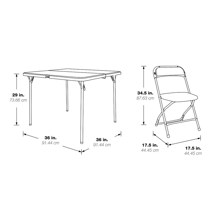 Resin 5-Piece Folding Square Table And Chair Set, Light Grey