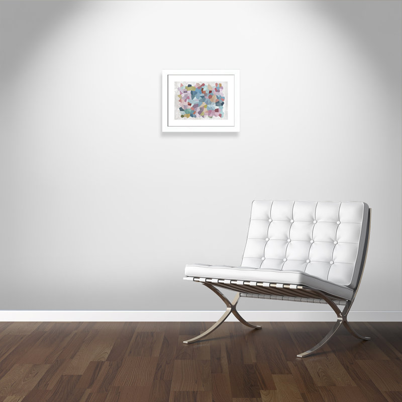 Géométrie en couleur - peinture encadrée, Blanc mat, H 16,5 po x l 20,5 po x P 1,25 po