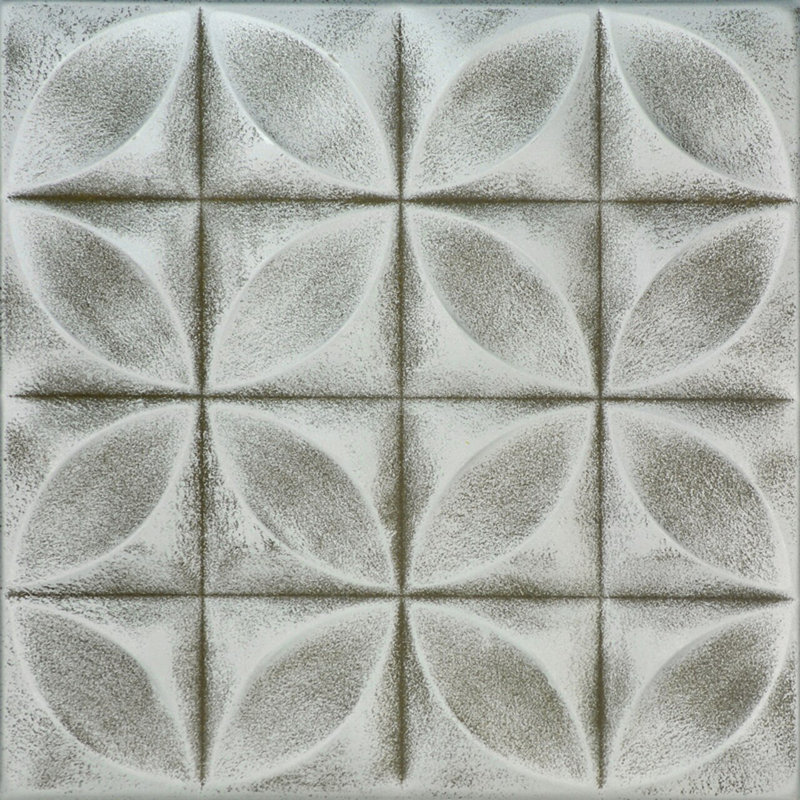 Carreau de plafond en polystyrène collé 1,6 pi x 1,6 pi Perception, Gris mousse