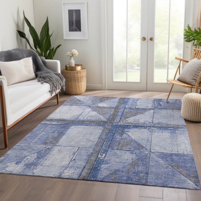 Tapis intérieur / extérieur lavable à la machine Xhevrie, Rectangle 10 pi x 14 pi