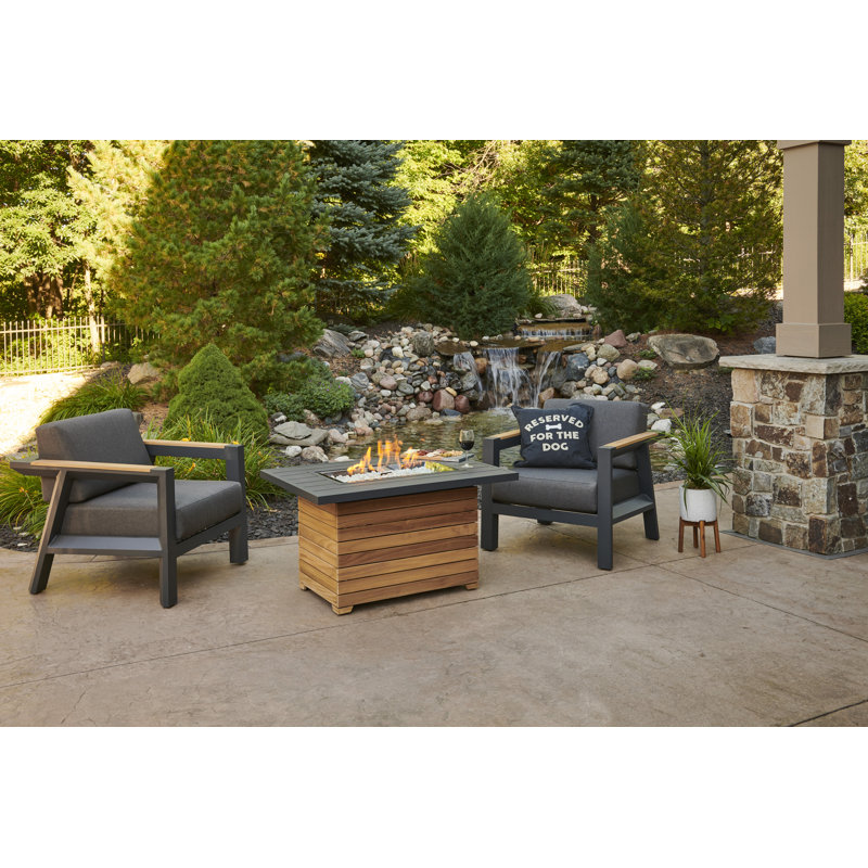 Cove Rectangle Aluminum Propane and Natural Gas Smokeless Fire Pit Table with Lid