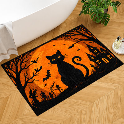 Tapis de porte imprimé effet vieilli pour l'Halloween, tapis antidérapant intérieur et extérieur pour porte d'entrée et porche