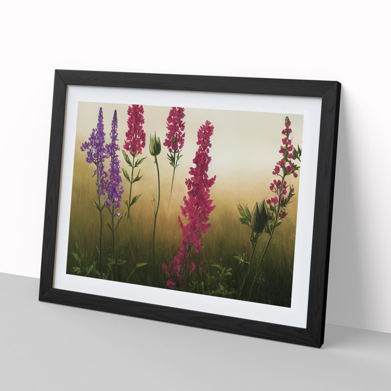 Heavenly Wildflowers Floral - Single Picture Frame Print, 25cm H x 34cm W x 2cm D, Black