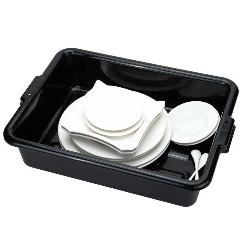 Ustensiles de restaurant - BAIGNOIRE SEULEMENT: bacs autoportants de 21,25 po x 15,7 po, 12 boîtes de bus ordinaires - couvercles vendus séparément, avec poignées, bacs de restaurant en plastique noir, robustes, pour l'organisation de la cuisine