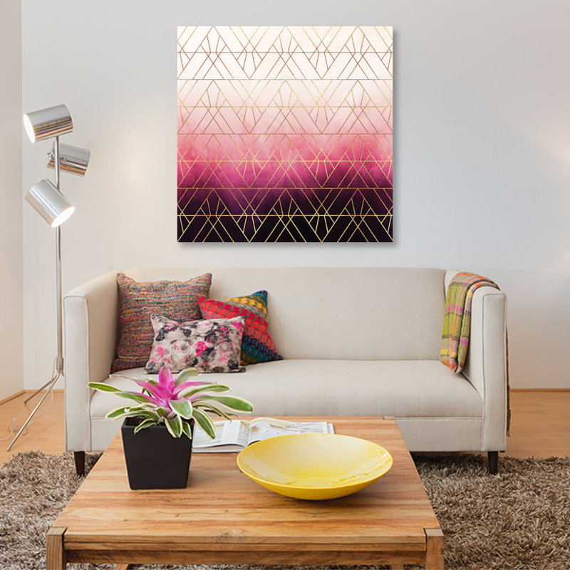 «Art Deco Triangle Ombre», impression sur toile, H 48 po x l 48 po x P 1,5 po, Toile tendue, Pas de tapis