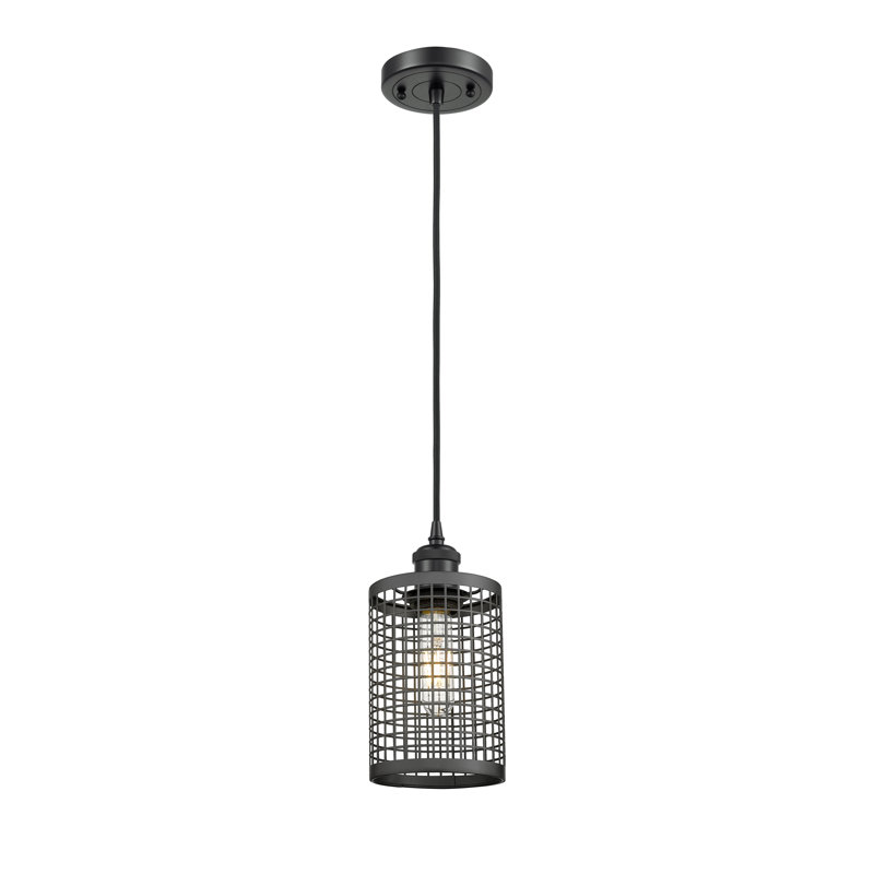 Luminaire suspendu à 1 lumière Argiro, Noir mat, Noir mat