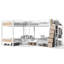 Lit superposé quadruple en métal pour 4 personnes avec tiroirs de rangement, garde-robe et tablettes ouvertes, blanc-17613655