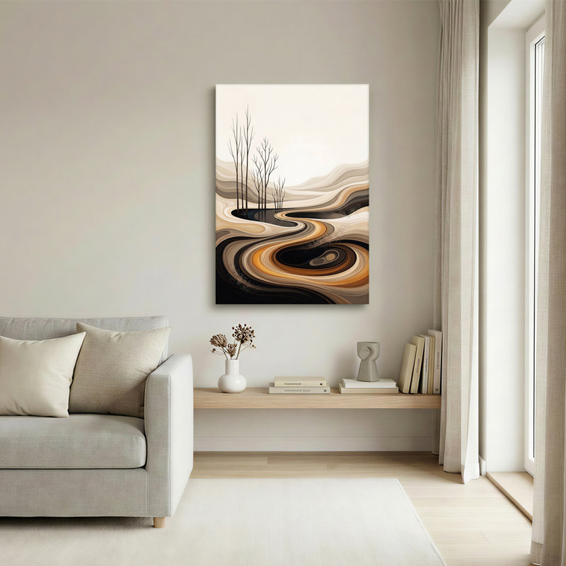 «Abstract Trees and Swirling Earth Tones», art mural sur toile, H 30 po x l 20 po