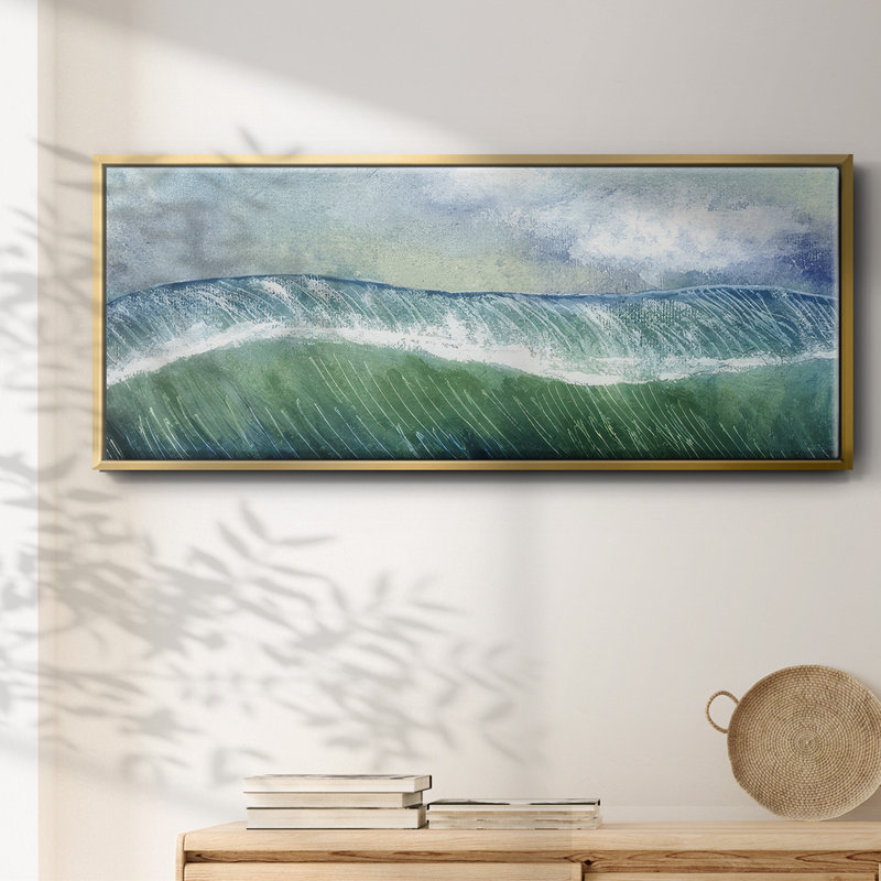 Crashing  Wave I- Framed Canvas, 24" H x 60" W