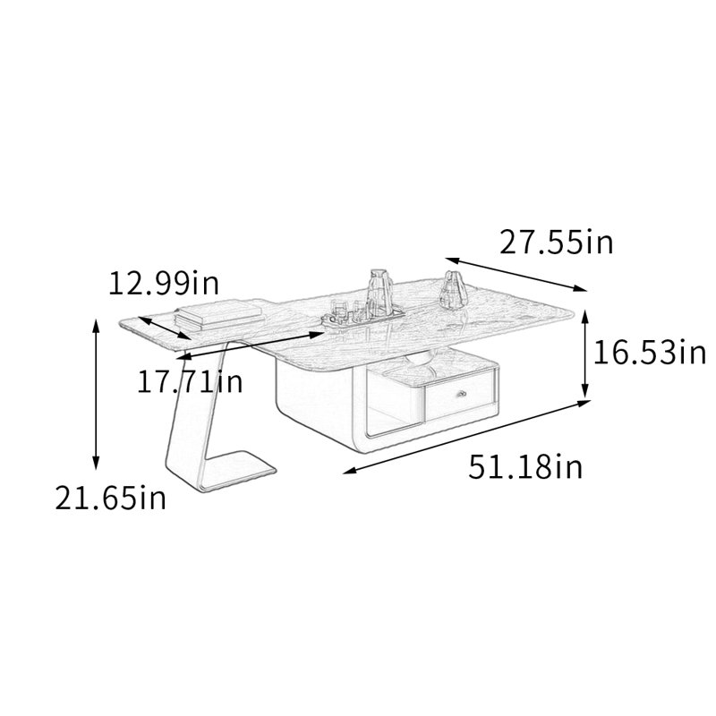 Ensemble de tables basses avec tiroir Minimalisme, H 16,53 po x L 27,55 po x l 51,18 po, Black, Gris
