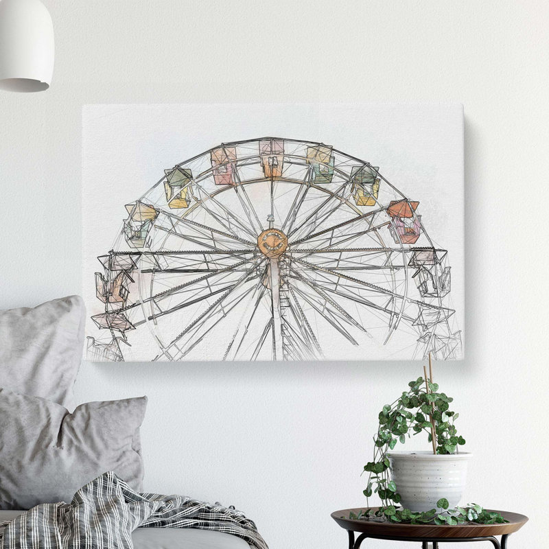 Colourful Ferris Wheel In Abstract - Wrapped Canvas, 40cm H x 60cm W x 3cm D
