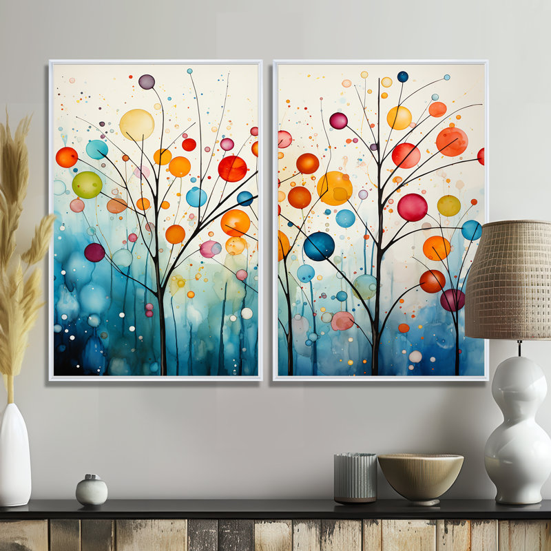Grand sarcelle rétro Mid Century Retro Reflections - Mid-Century abstrait, grandes impressions sur toile, H 36 po x l 48 po