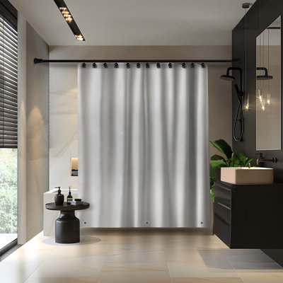 Doublure de douche Acento à pois PEVA avec œillets noirs, doux au toucher, 72 po x 72 po, noir