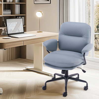 Hickson Swivel Tilting Faux leather Upholstered office chair with Lumbar Support