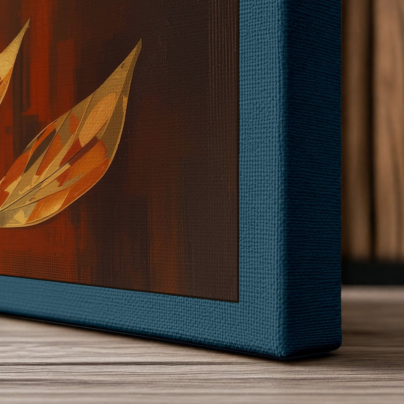 Autumn Branch Study Botanical - Wrapped Canvas, 36x24 - 91.4 x 61.0 cm, Teal Border