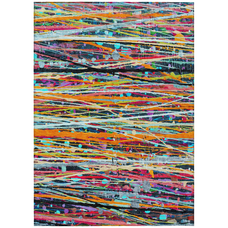 Machine Washable Indoor/Outdoor Amanda ACN2125 Striped Rug, Rectangle 5' x 7'6"