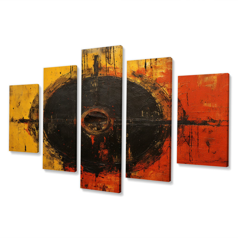 Drapeau belge avec abstraction géométrique III - art mural moderne sur toile géométrique - 5 panneaux