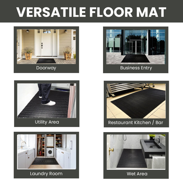 Anti Fatigue Rubber Floor Mat Restaurant Kitchen Drainage Mat Door Mat  Durable Non-slip Bar Mat Utility Indoor Outdoor Wet Area Door Mats 