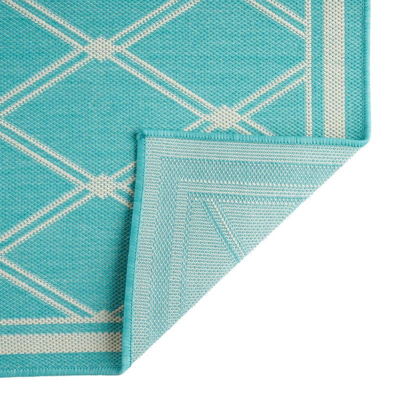 Teal Rectangle Polypropylene Rug, Rectangle 7'10" x 10'