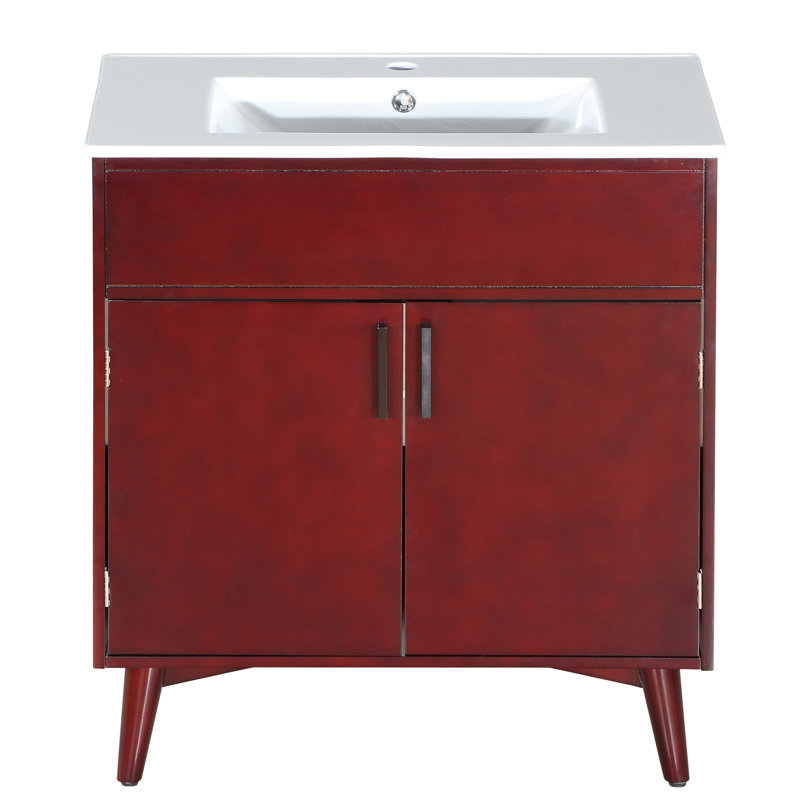 Meuble-lavabo de salle de bain, Rouge
