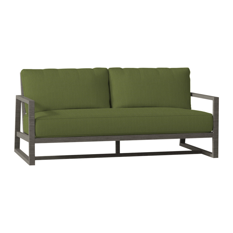 Causeuse d'extérieur en aluminium forgé Avondale, Welt + bourre standard, Forêt de lin, Gris ardoise