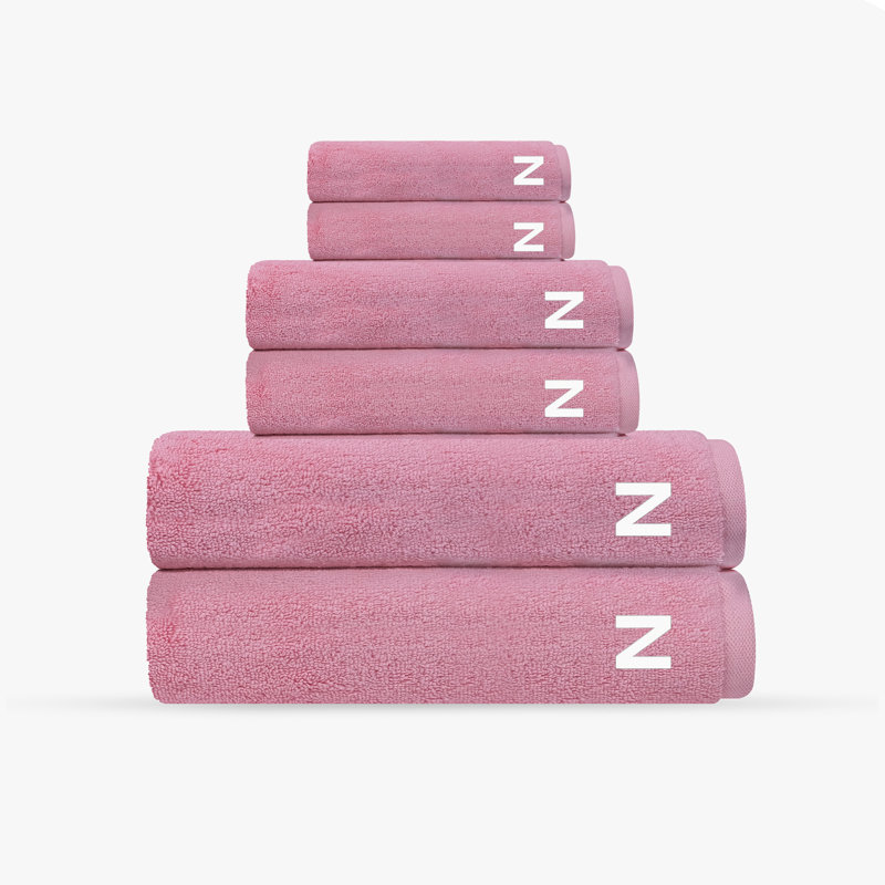 Monogrammed Cloer 6 pcs Turkish Towels Set, N, Pink