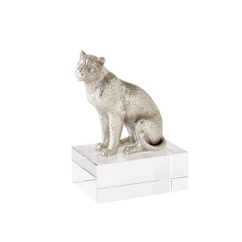 Lioness Sculpture-Nickel/Crystal