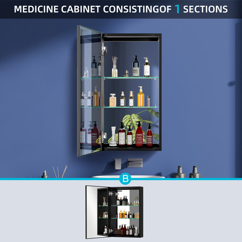 Miroir avec armoires à pharmacie Gawin, À gauche