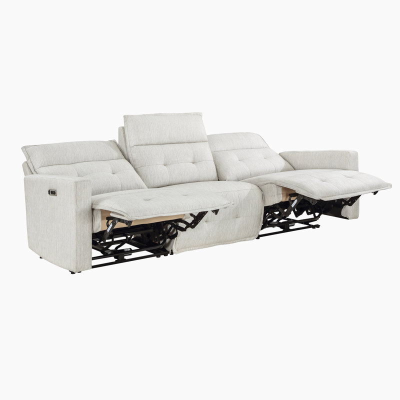 Niehaus 105" Modern & Contemporary Textured Power Reclining Sofa with One-Touch Power Recline & Adjustable Headrests, Space-Saving Wall-Hugger Design