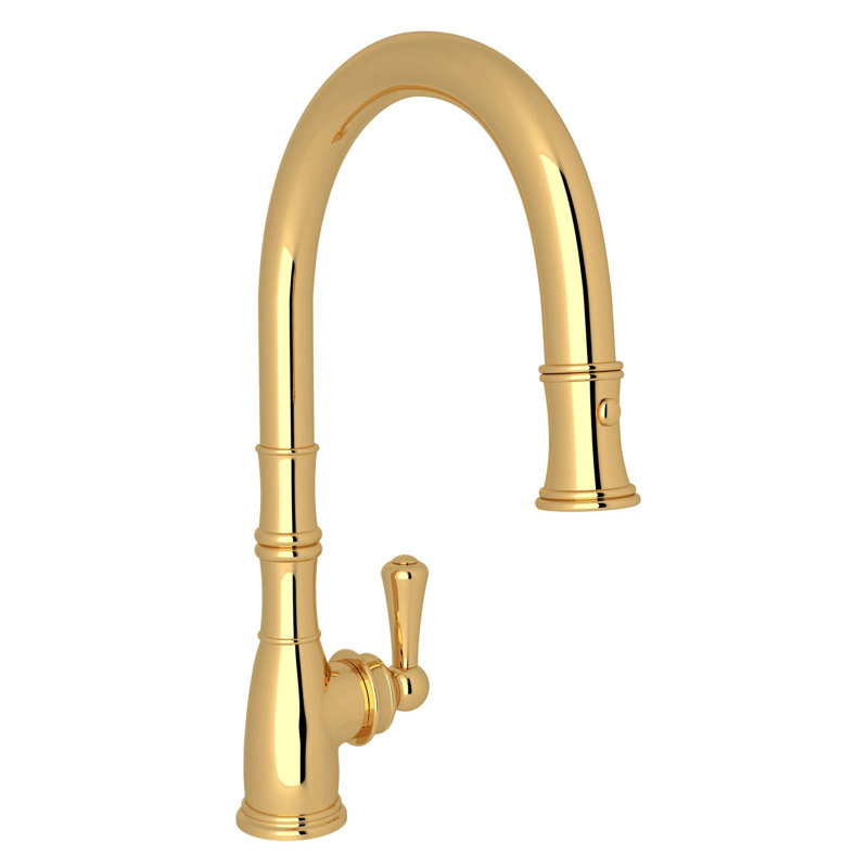 Georgian Era Pull-Down Kitchen Faucet, Unlacquered Brass
