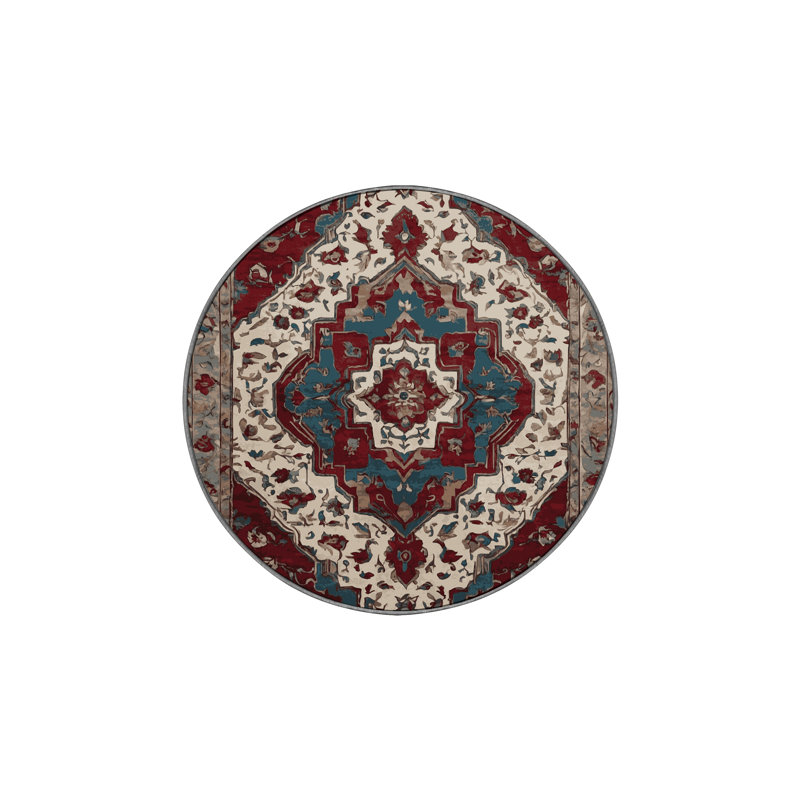 Tapis gris soyeux et moelleux, Rond 3 pi